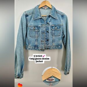 Guess Light Blue Cropped Denim Jacket